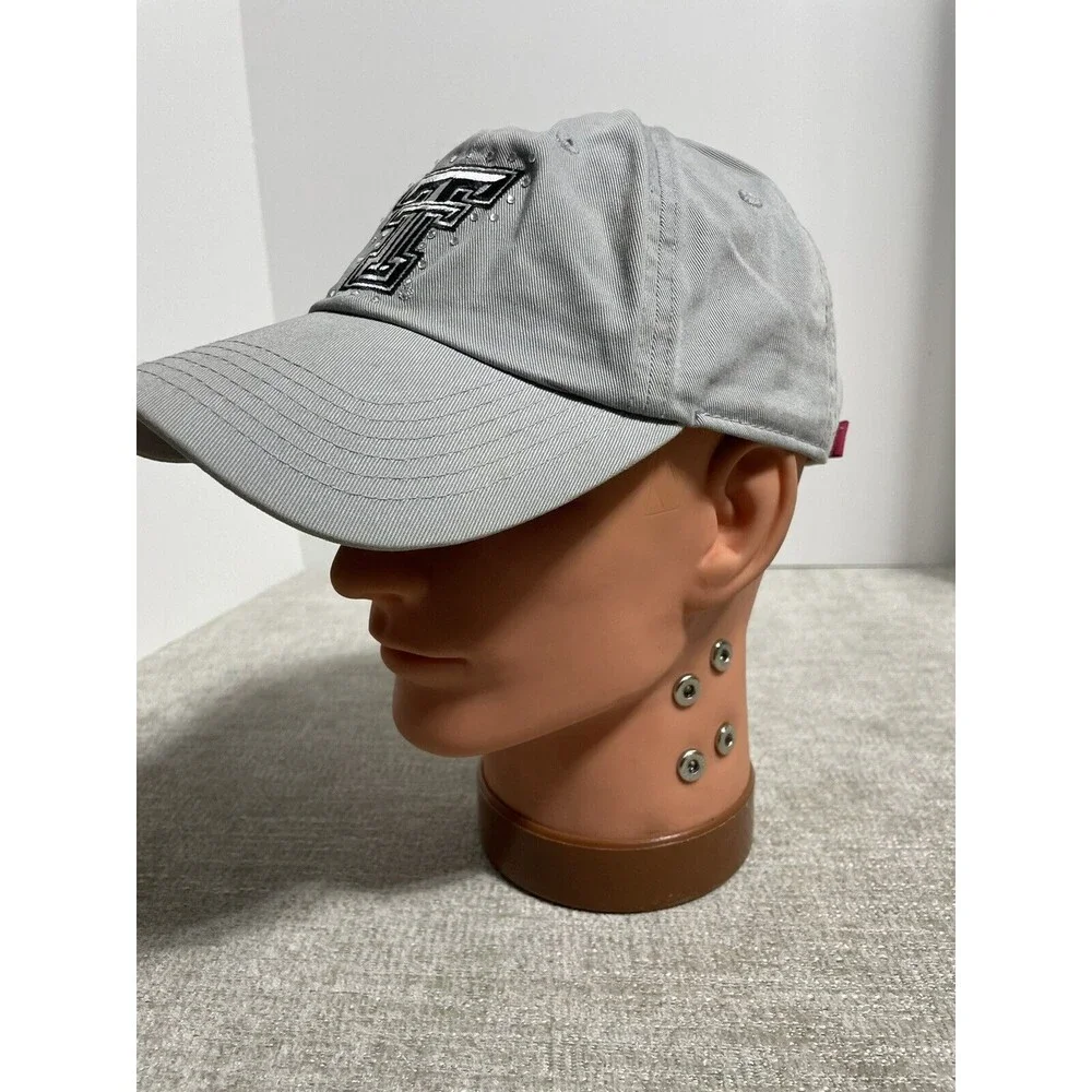 Texas Tech Cap Raiders Adult Gray Strap Back College Football Bedazzle